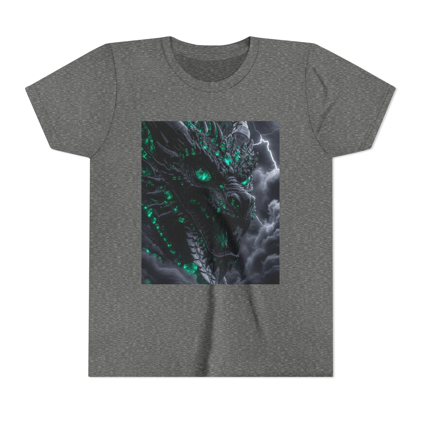 A Top selling Dragon Storm Youth Tee — Neon Green Dragon Illustration Graphic T-Shirt