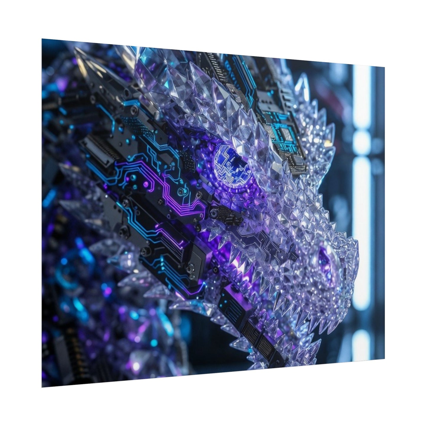 Rolled Poster — Cyber Crystal Dragon Art Print