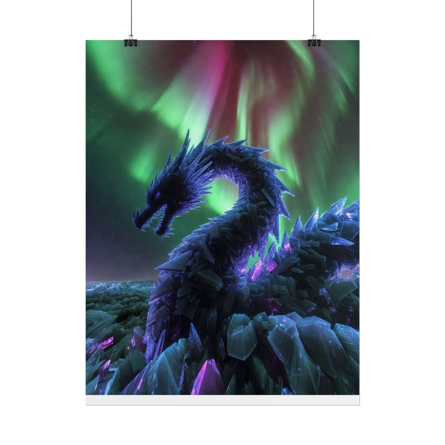 Aurora Crystal Dragon Poster — Fantasy Wall Art Print