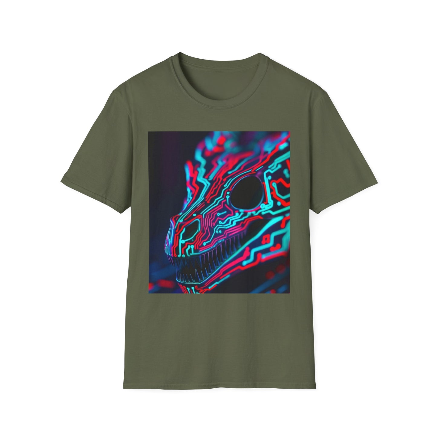 Neon Cyber Skull T-Shirt — Vaporwave Glitch Art Tee