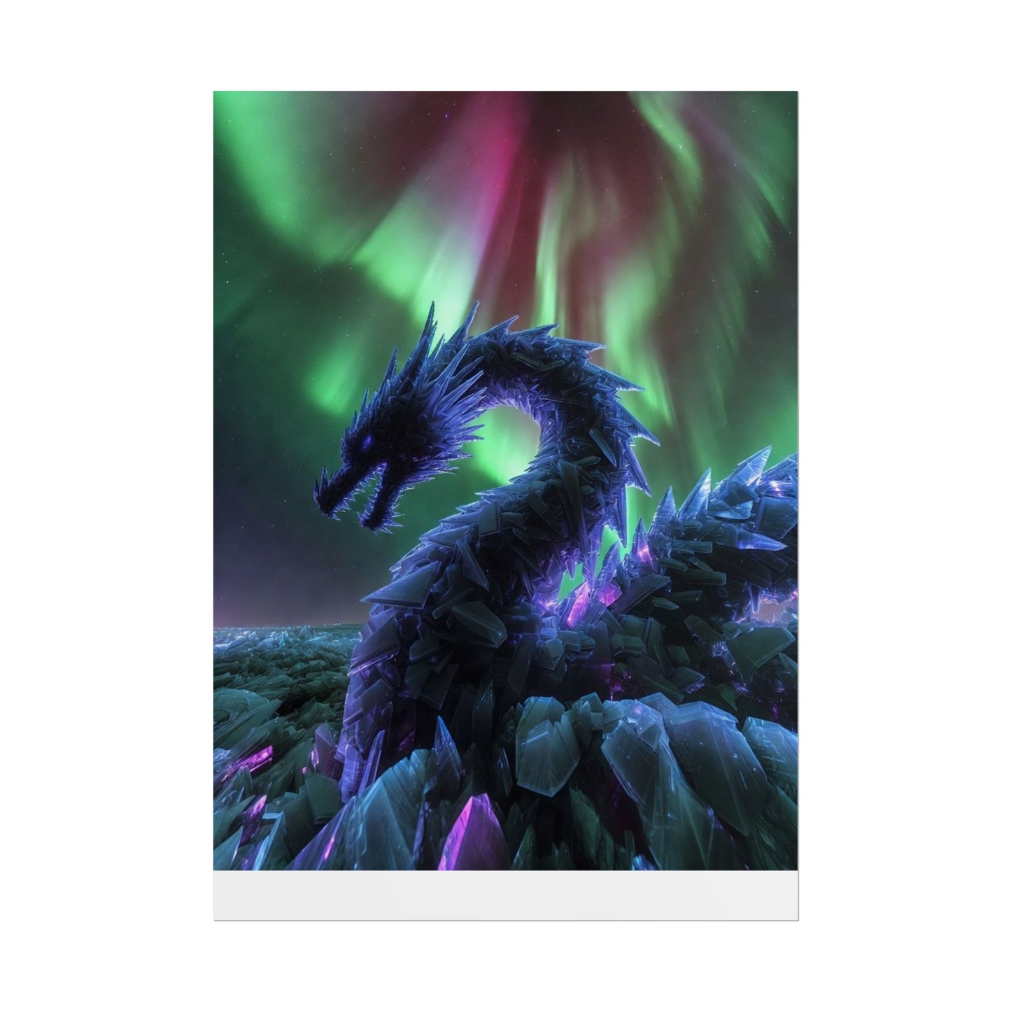 Aurora Crystal Dragon Poster — Fantasy Wall Art Print