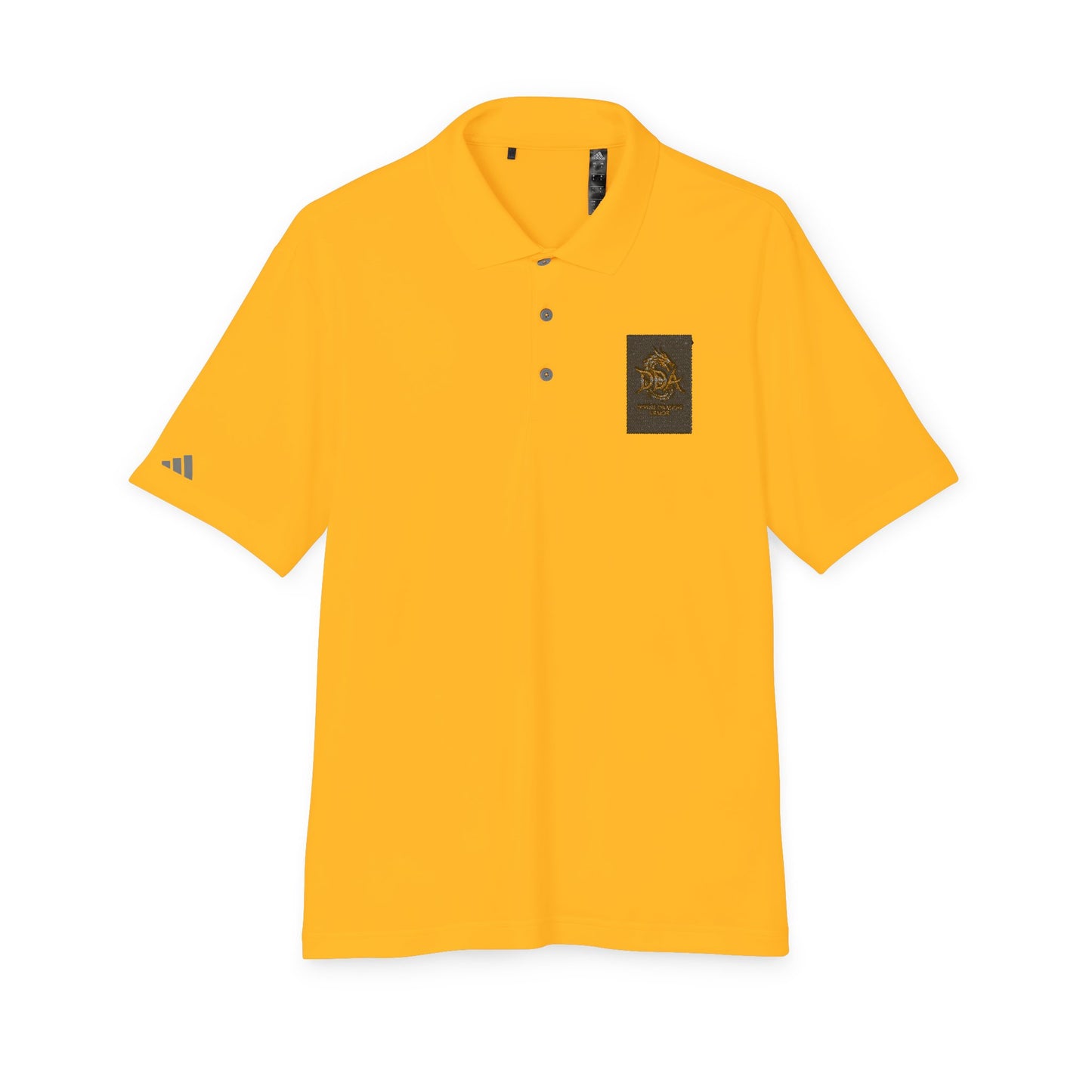 Adidas Performance Polo — Gold Crest Patch Chest Logo