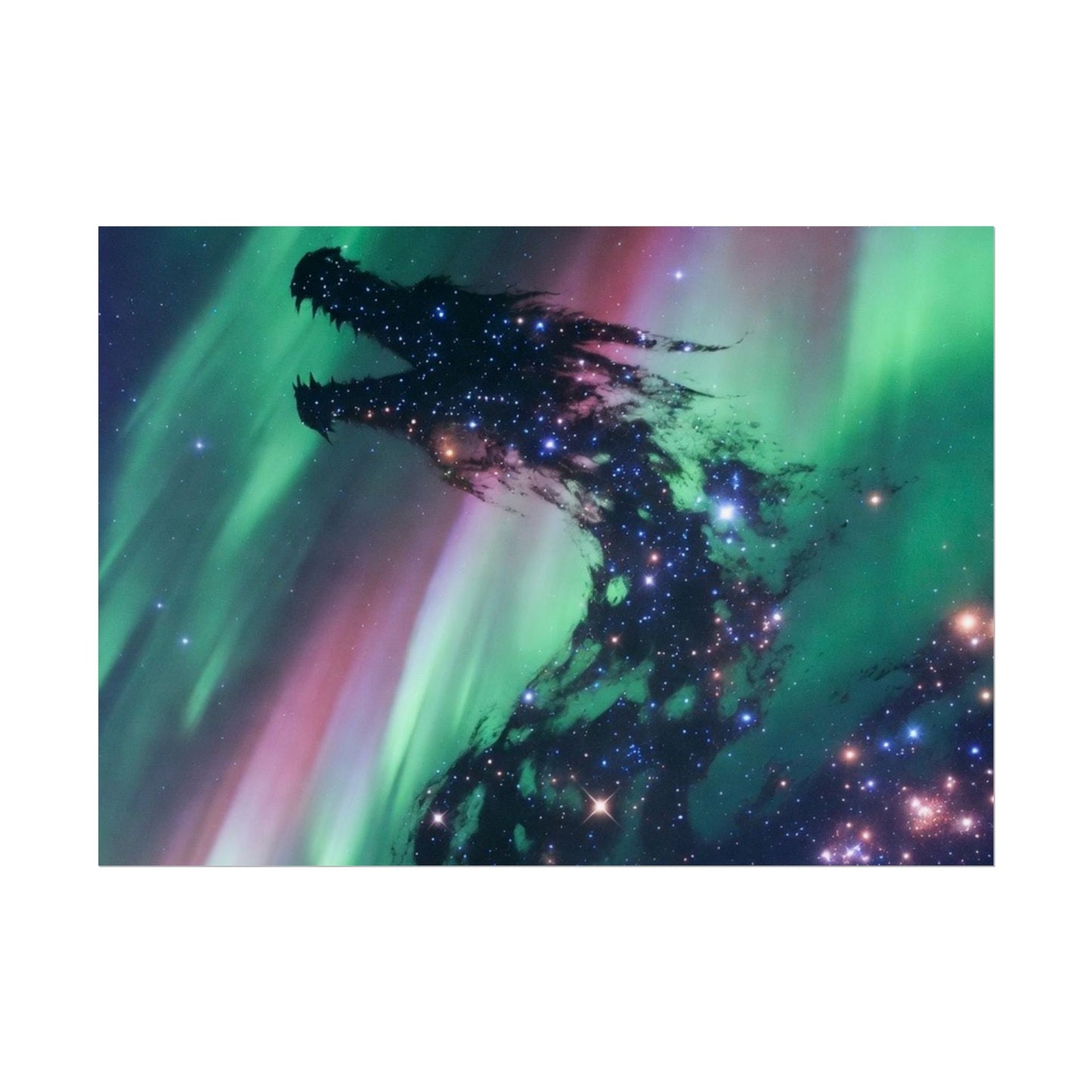 Aurora Dragon Poster — Cosmic Northern Lights Wall Art (Rolled Poster)