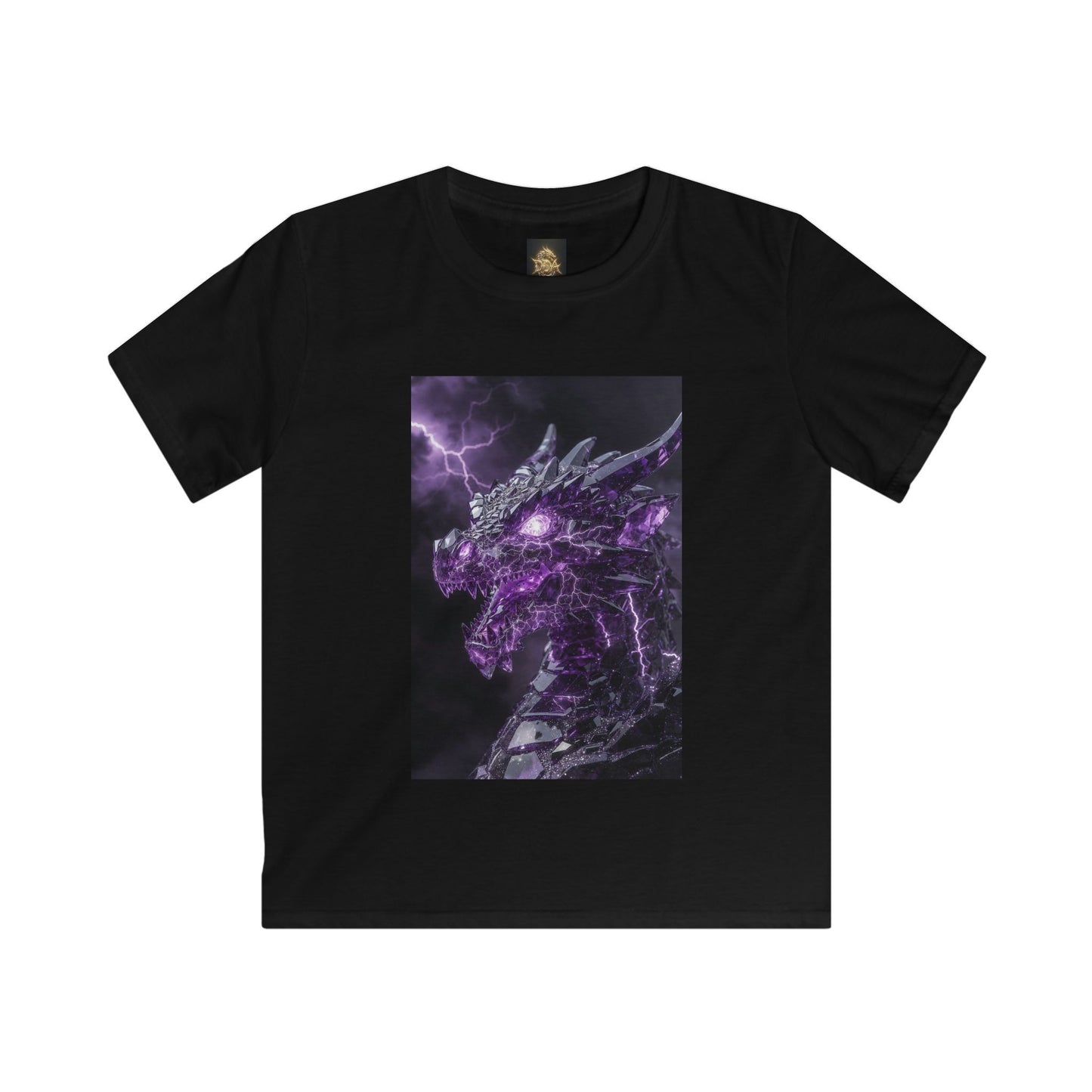 Kids Dragon Tee — Purple Lightning Dragon Graphic T-Shirt for Boys & Girls