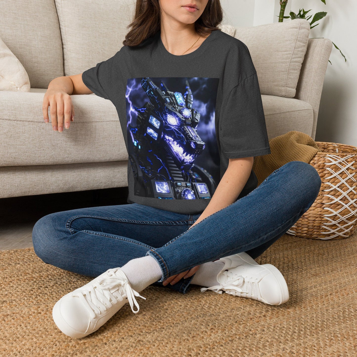 Dragon Mech Lightning T-Shirt — Cyber Dragon Graphic Tee