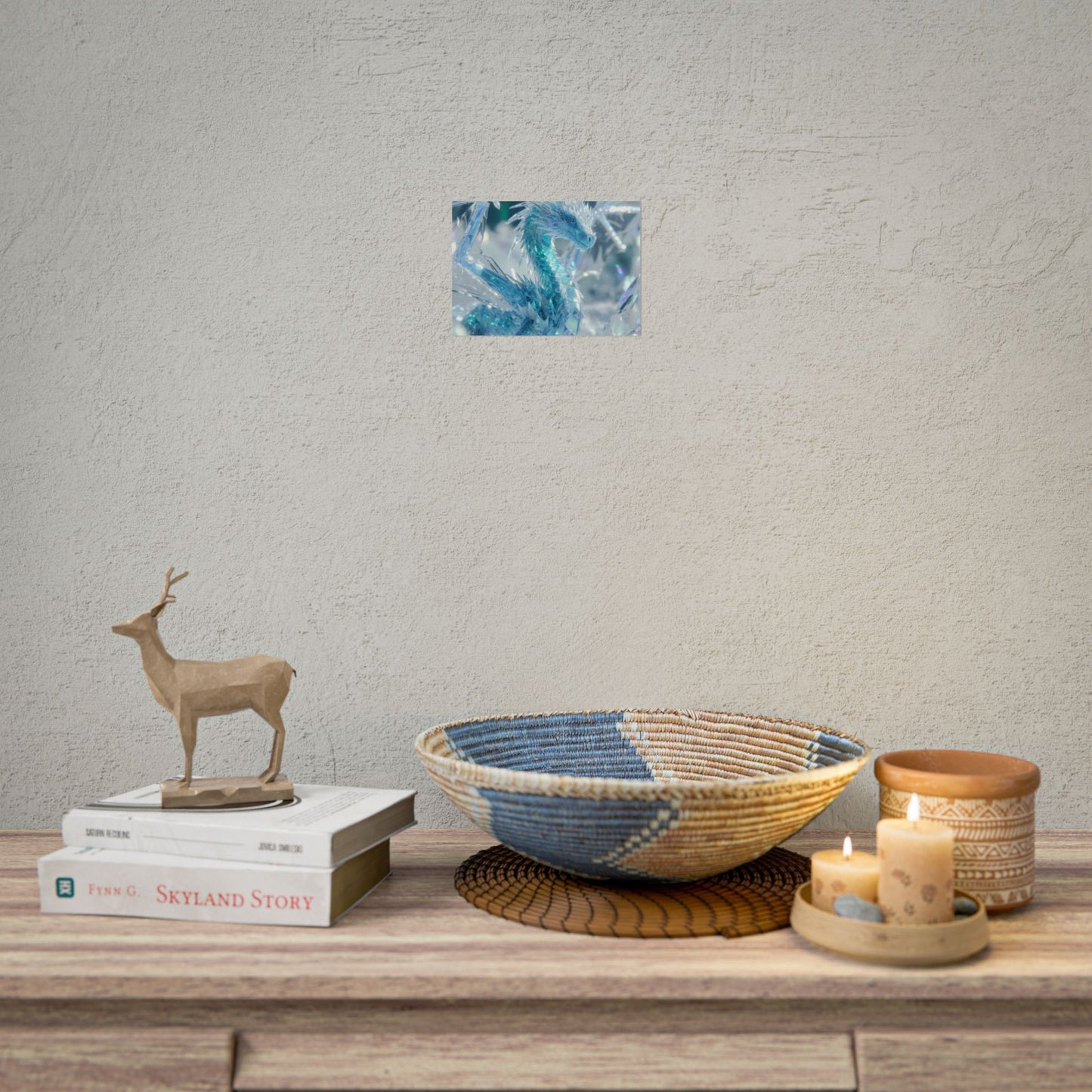 Ice Crystal Dragon Poster — Fantasy Aurora Wall Art (Rolled Poster)