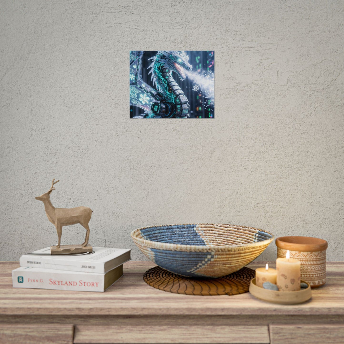 Rolled Poster — Cyber Ice Dragon Fantasy Art Print