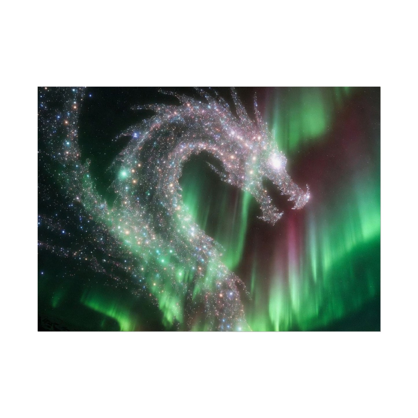 Aurora Dragon Poster — Northern Lights Fantasy Art Print