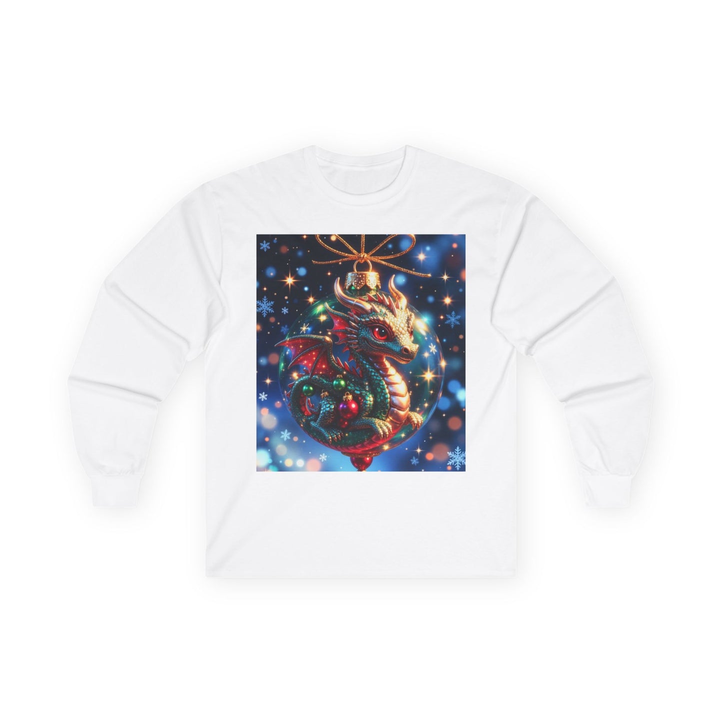 Christmas Dragon Heart Long Sleeve Tee — Festive Fantasy Christmas Dragon Design