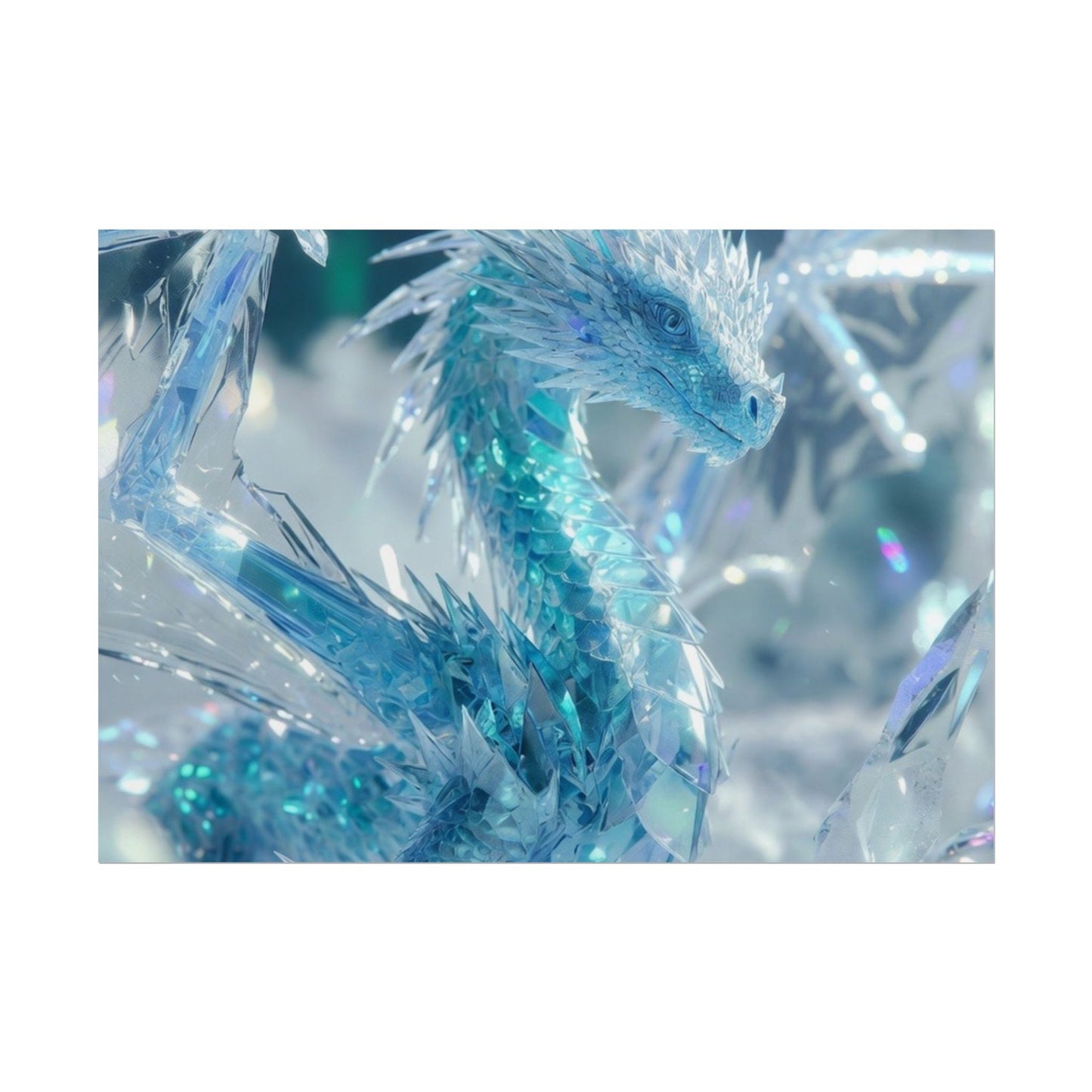 Ice Crystal Dragon Poster — Fantasy Aurora Wall Art (Rolled Poster)