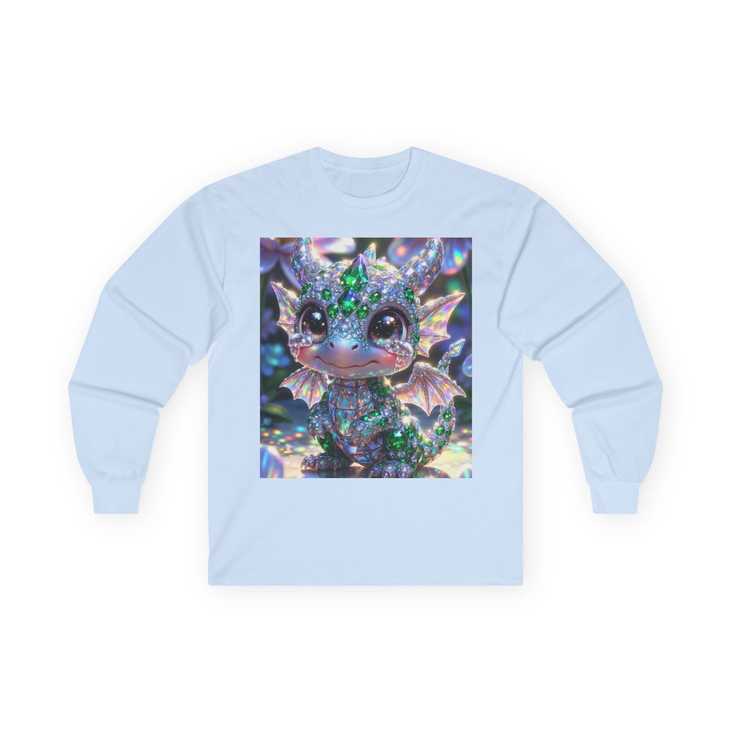 Sparkling Baby Dragon Long Sleeve Tee — Cute Fantasy Creature Shirt