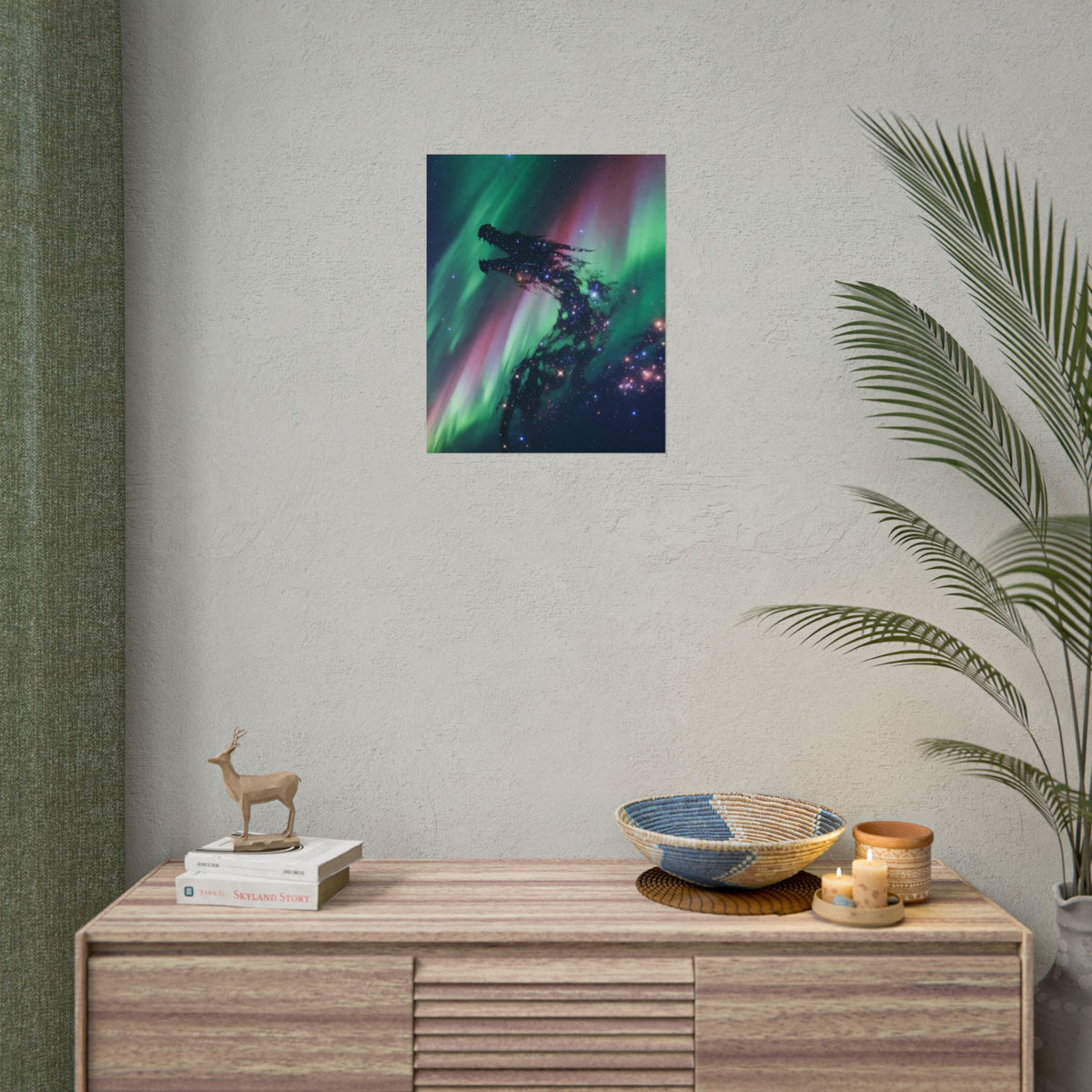 Aurora Dragon Poster — Cosmic Northern Lights Wall Art (Rolled Poster)