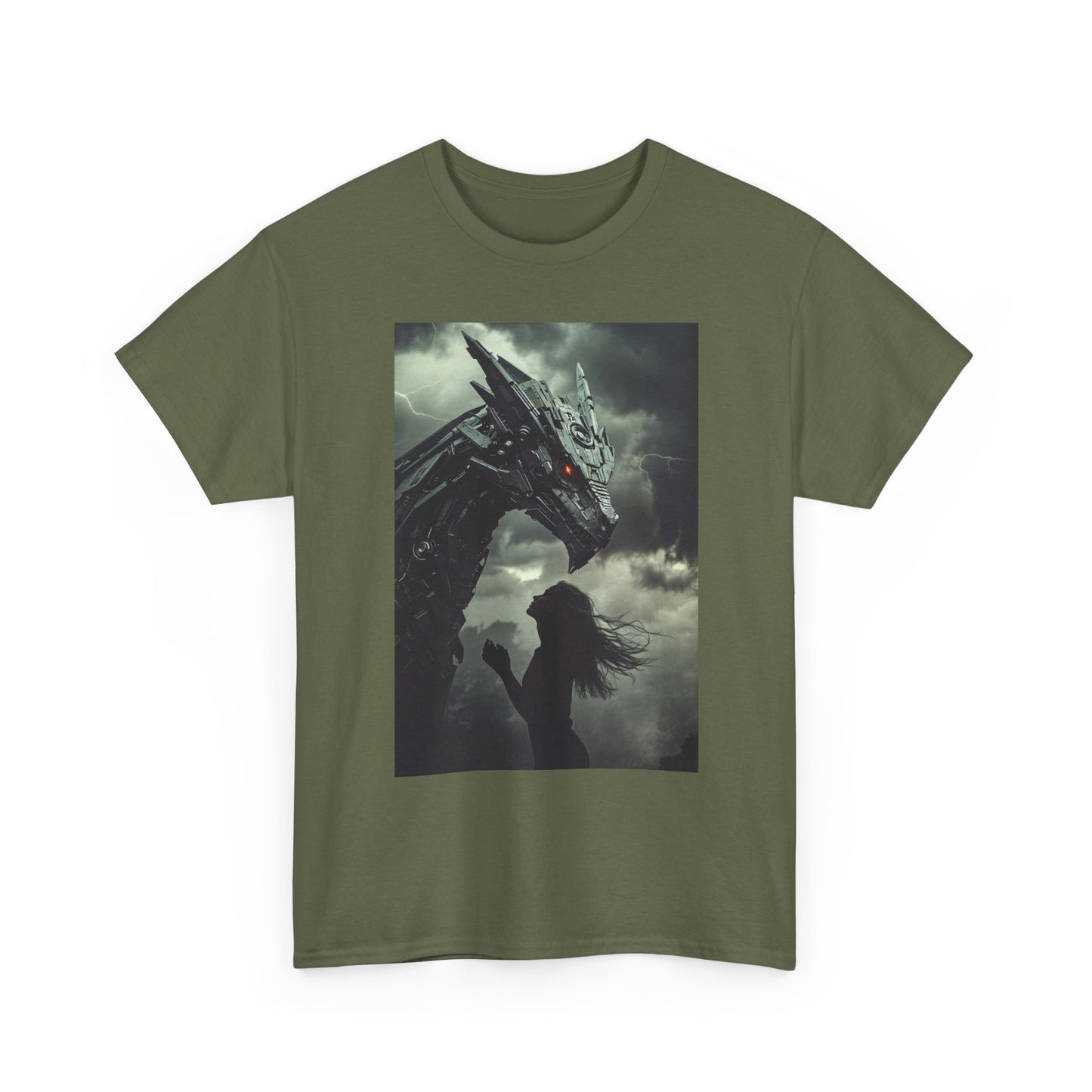 Dragon & Girl Fantasy T-Shirt — Dark Mythical Art Tee