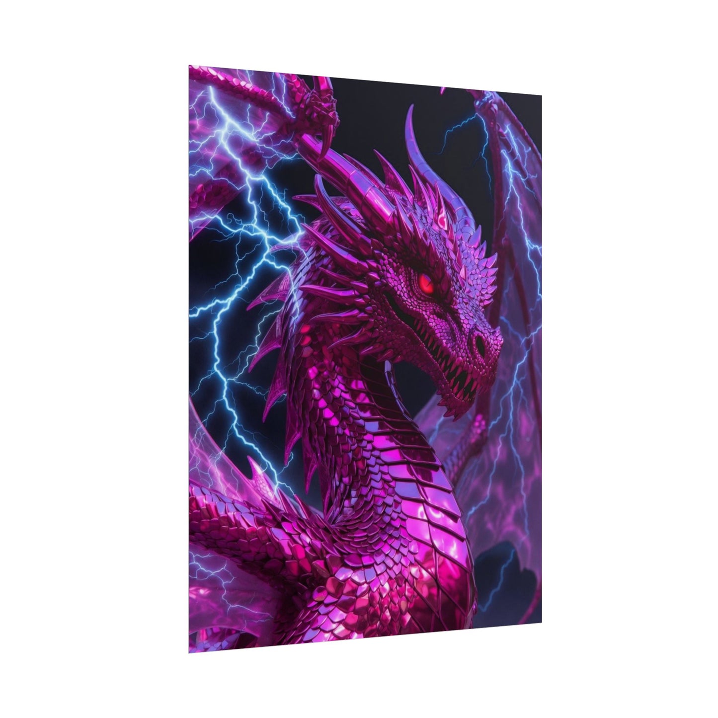 Pink Electric Dragon Poster — Fantasy Wall Art Rolled Poster