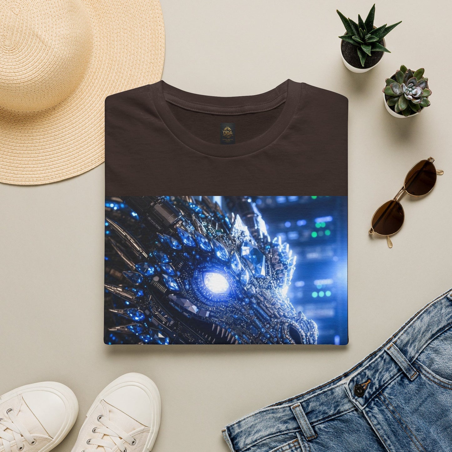 A Cyber Dragon Graphic T-Shirt — Futuristic Neon Dragon Design
