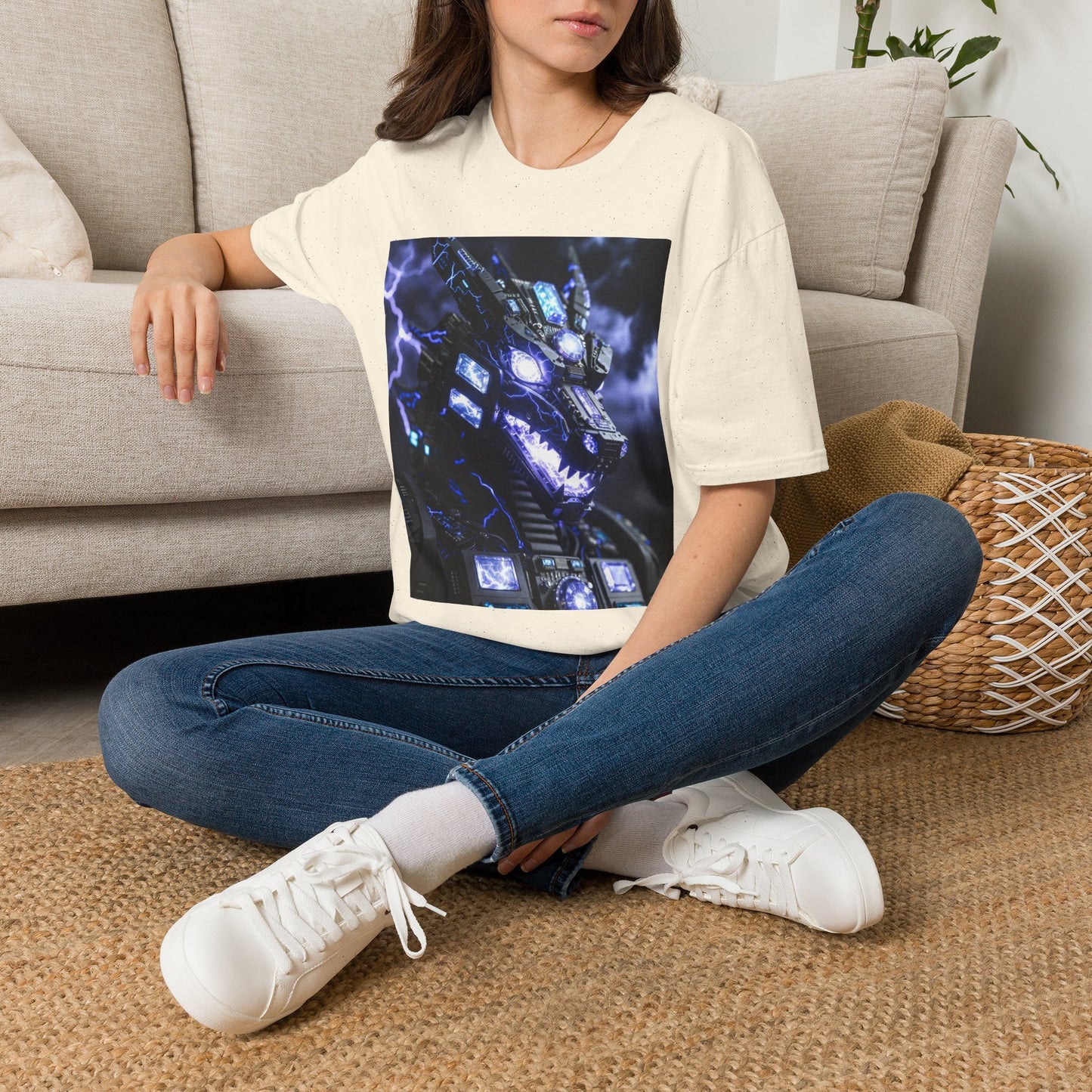 Dragon Mech Lightning T-Shirt — Cyber Dragon Graphic Tee