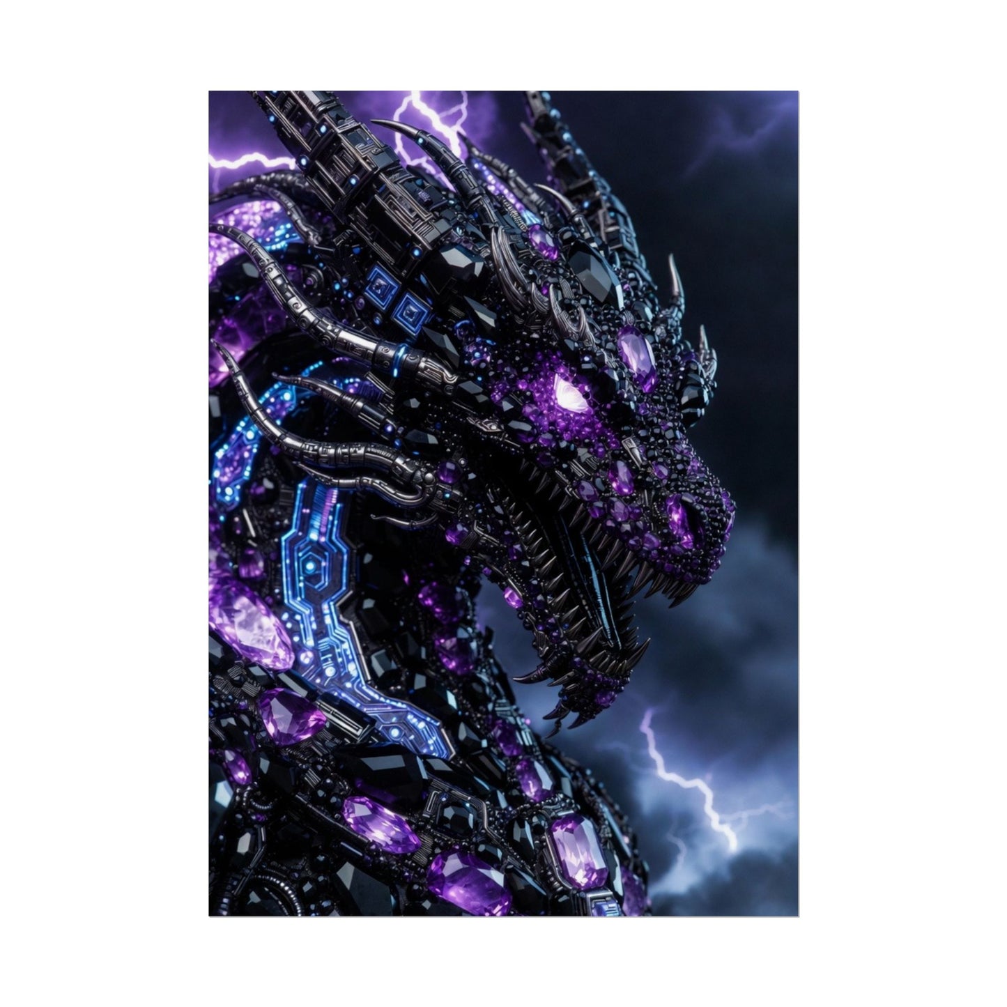 Rolled Poster — Cyberpunk Dragon Storm Art Print