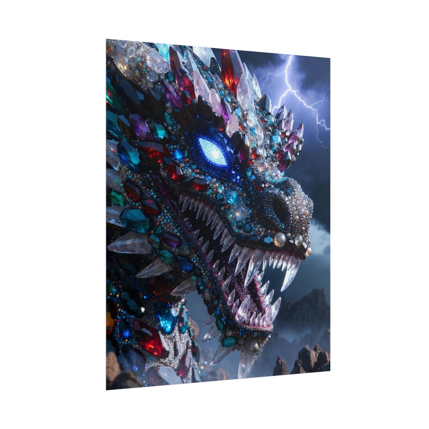 Dragon Crystal Poster — Fantasy Gem-Encrusted Dragon Wall Art (Rolled Poster)
