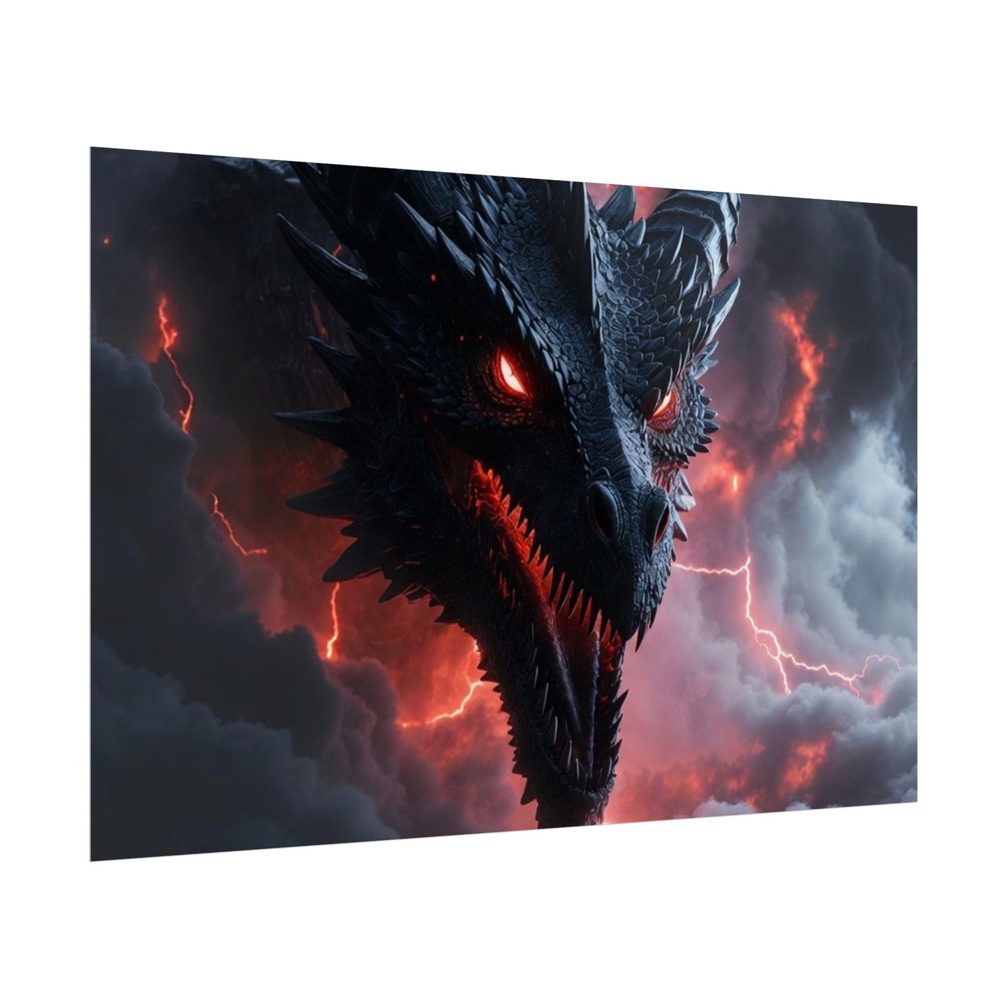Dragon Storm Rolled Poster — Dark Fantasy Dragon Wall Art
