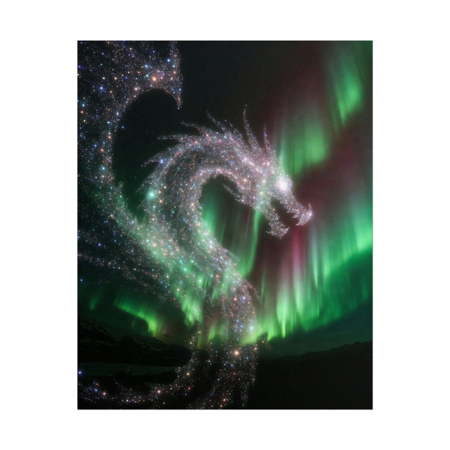 Aurora Dragon Poster — Northern Lights Fantasy Art Print