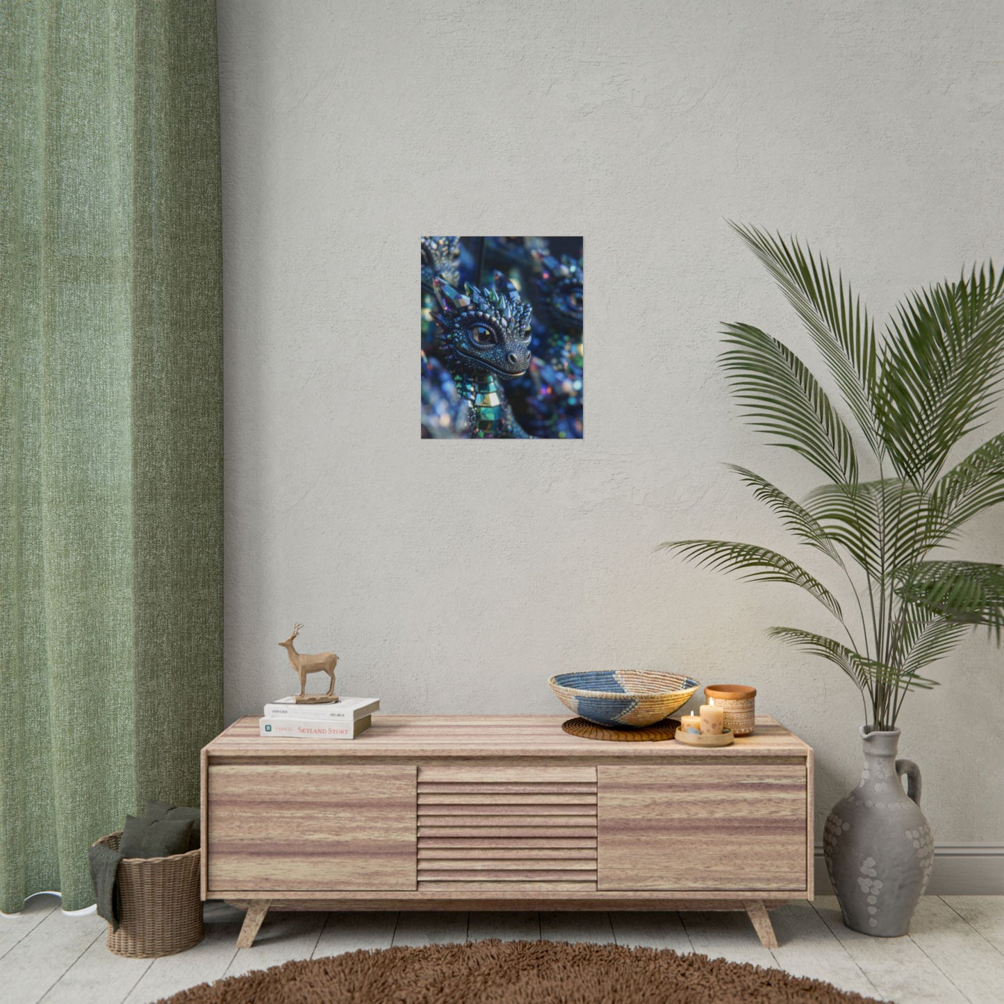 Crystal Dragon Rolled Poster — Fantasy Wall Art Print