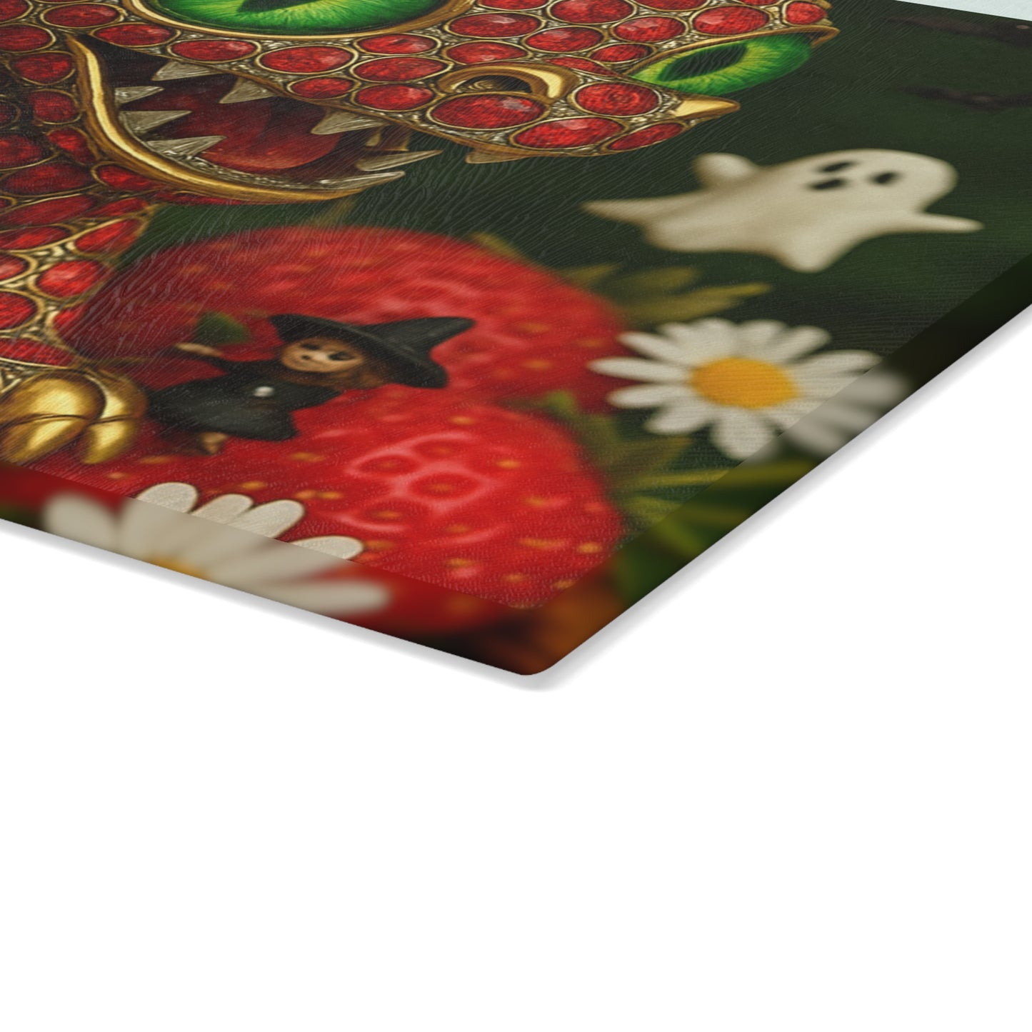 Whimsical Dragon Cutting Board - Fun Kitchen Decor, Gift for Chefs, Unique Housewarming Present, Cute Home Accessory, Strawberry Design