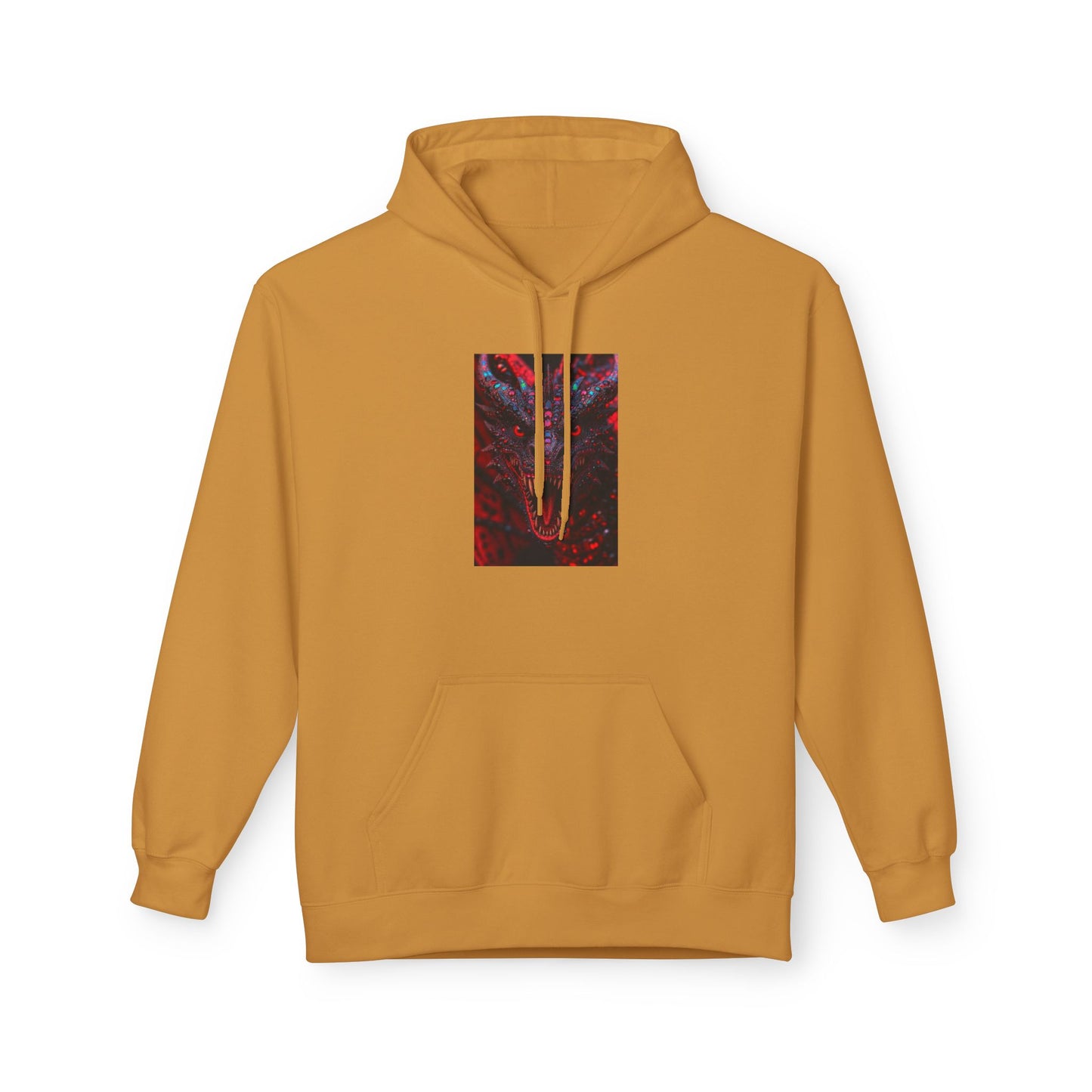 Abstract Red Dragon Marble Hoodie — Minimal Center Art Pullover