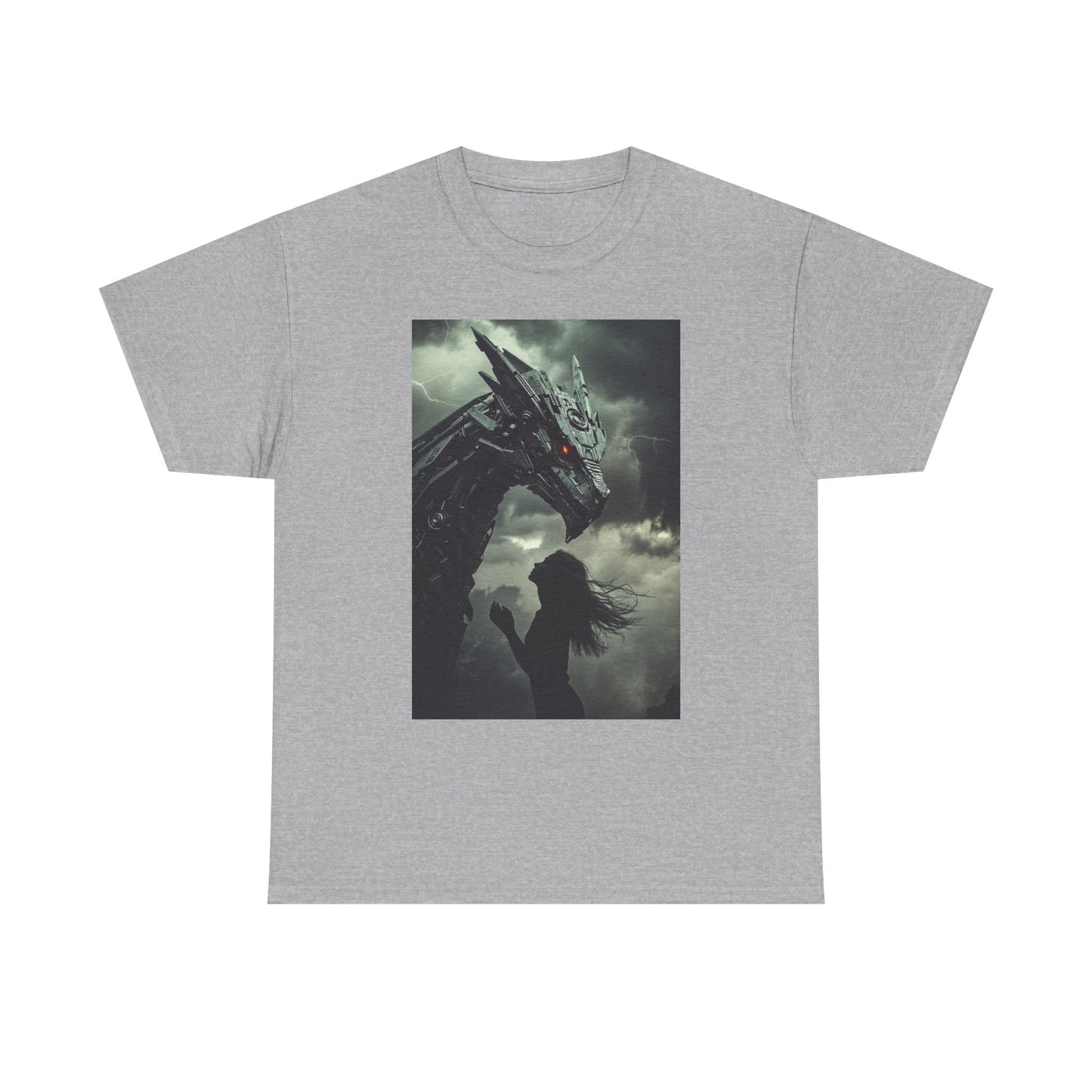 Dragon & Girl Fantasy T-Shirt — Dark Mythical Art Tee