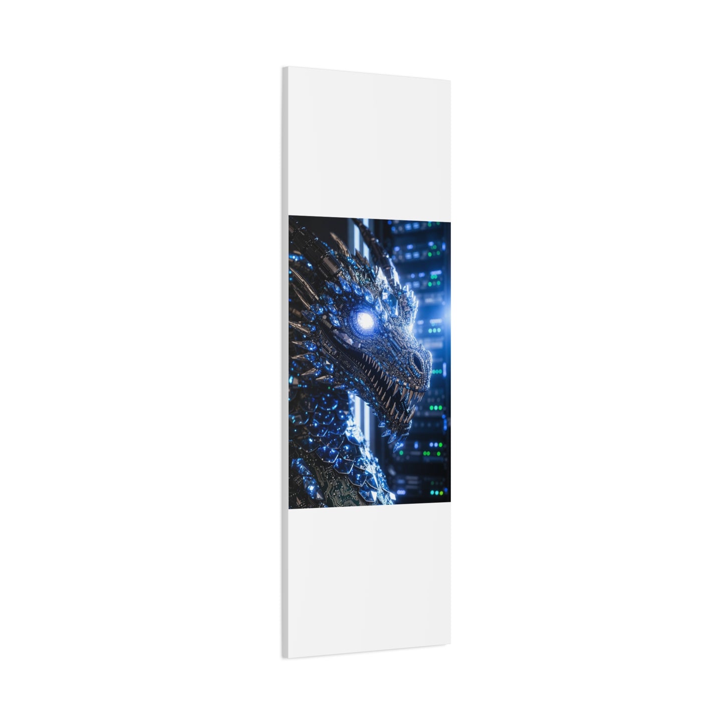 Cyber Dragon Canvas Print — Futuristic Metallic Dragon Wall Art