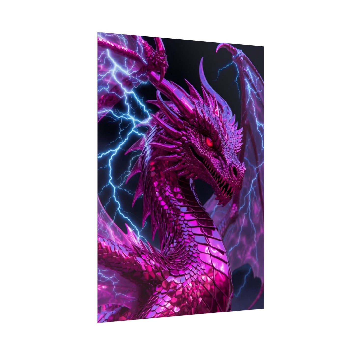 Pink Electric Dragon Poster — Fantasy Wall Art Rolled Poster
