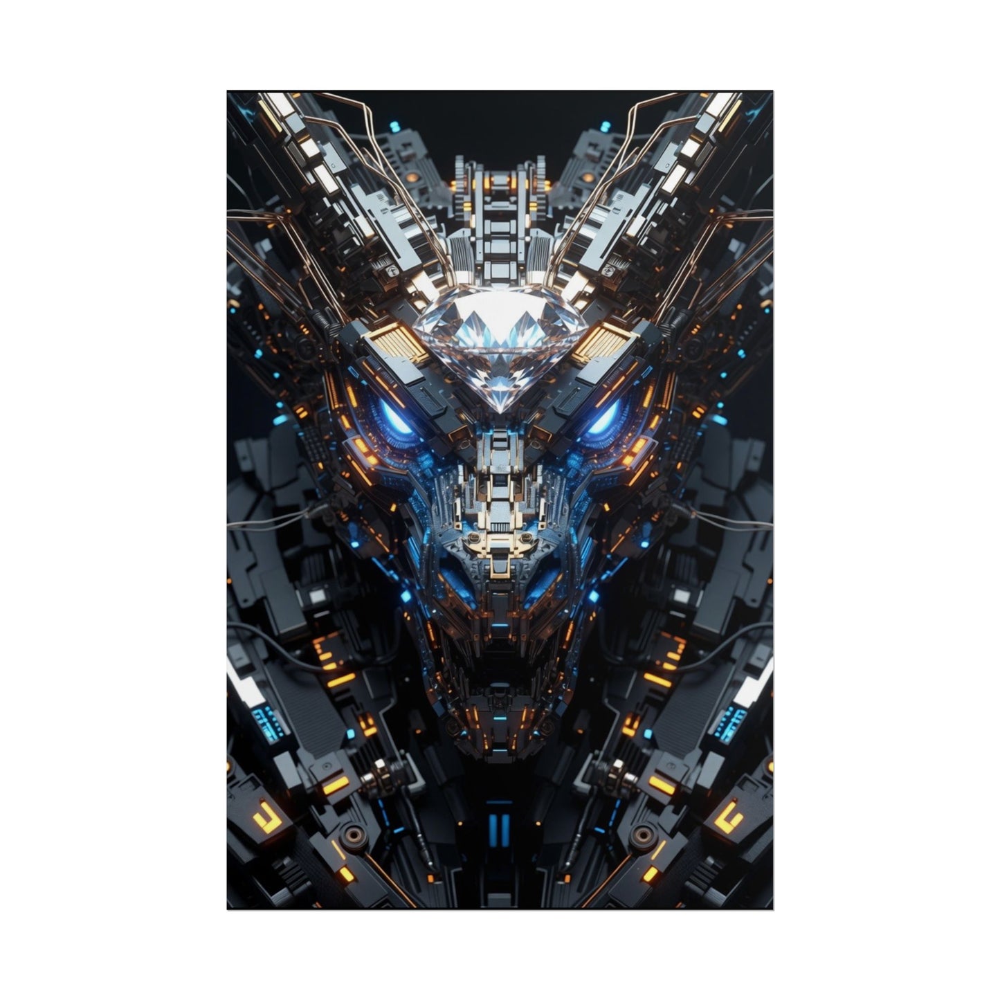 Futuristic Mech Dragon Poster – Cybernetic Robot Art Print