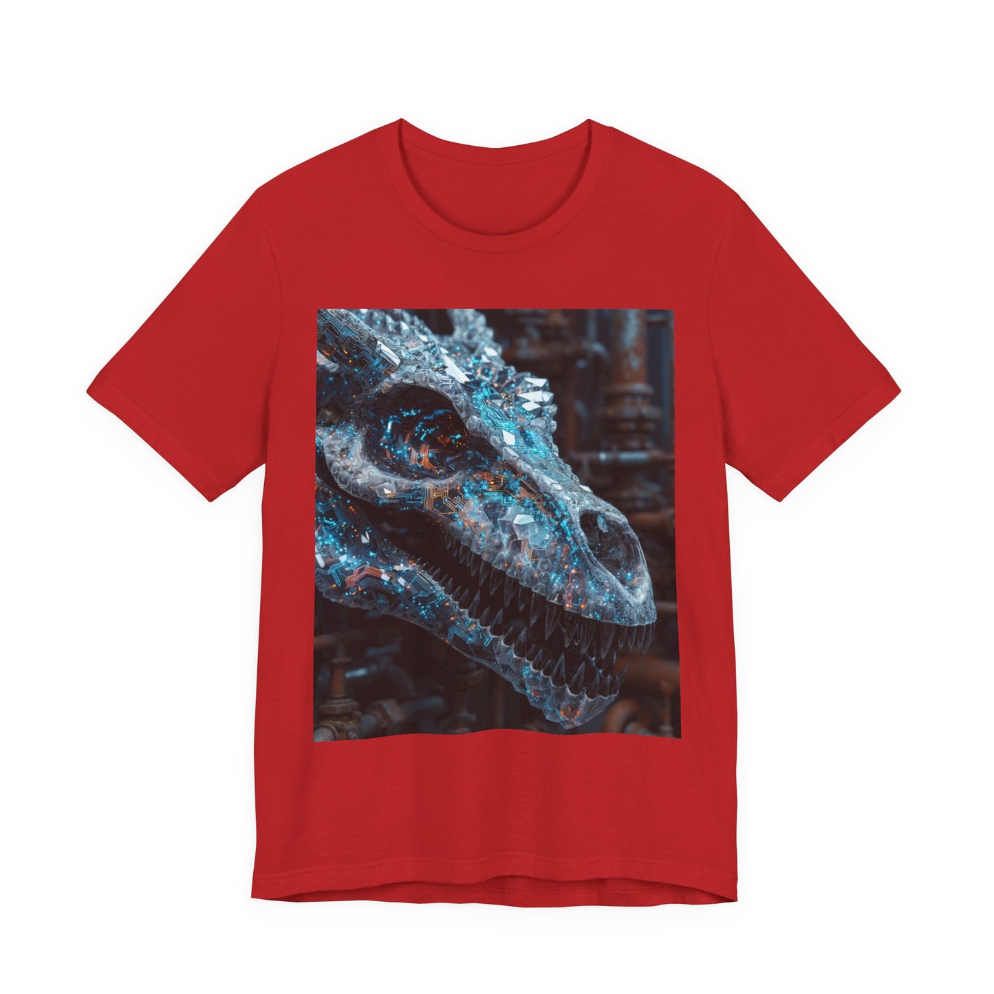 Dragon Skull Graphic Tee — Iridescent Fossil Art T-Shirt