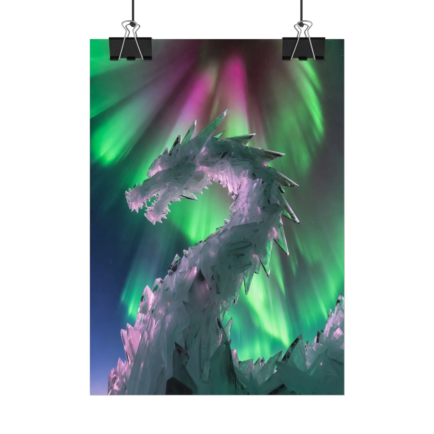 Aurora Ice Dragon Poster — Fantasy Wall Art Rolled Poster