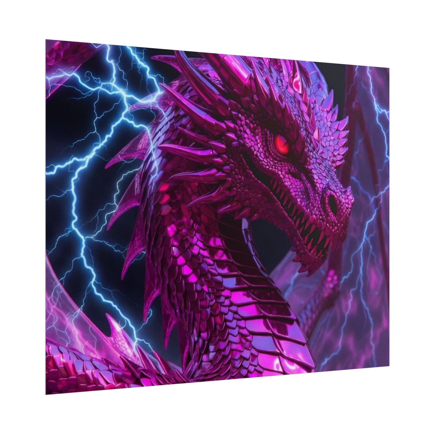 Pink Electric Dragon Poster — Fantasy Wall Art Rolled Poster
