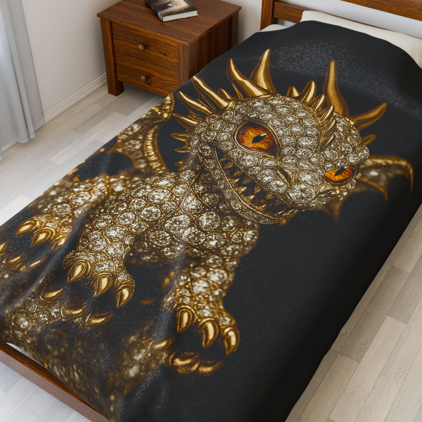 AAA Fantasy Themed Velveteen Plush Blanket - Cozy Decor, Gift for Dragon Lovers, Dungeons & Dragons, Cozy Nights, Home Decor