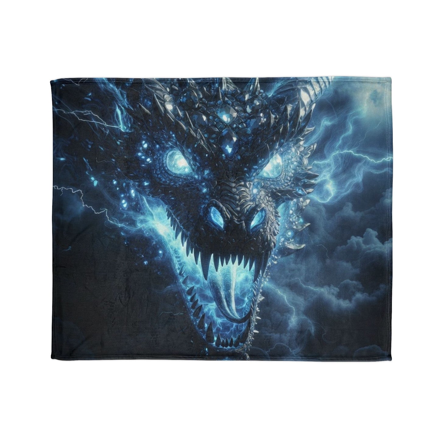 Electric Blue Dragon Blanket — Mystic Lightning Monster Throw