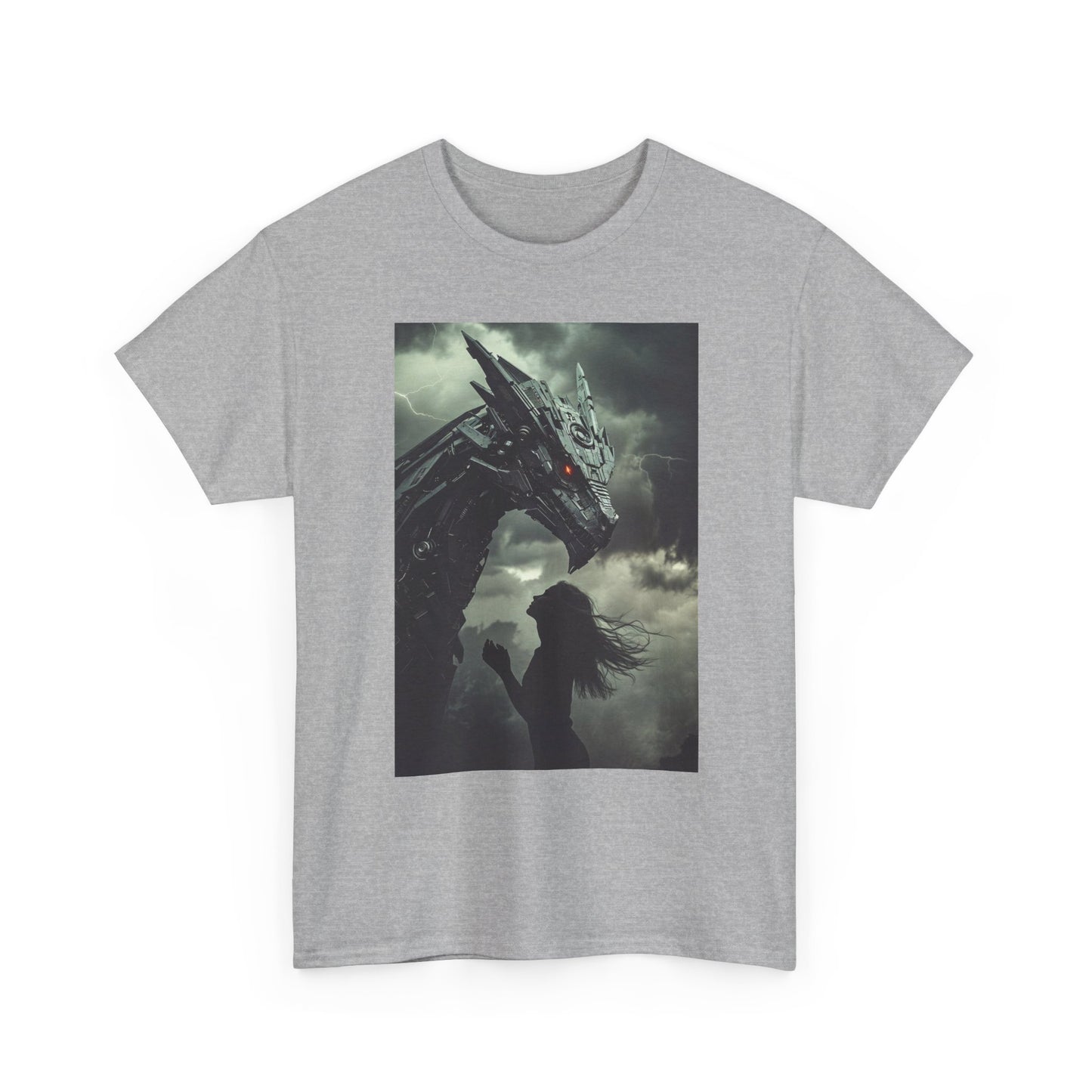 Dragon & Girl Fantasy T-Shirt — Dark Mythical Art Tee