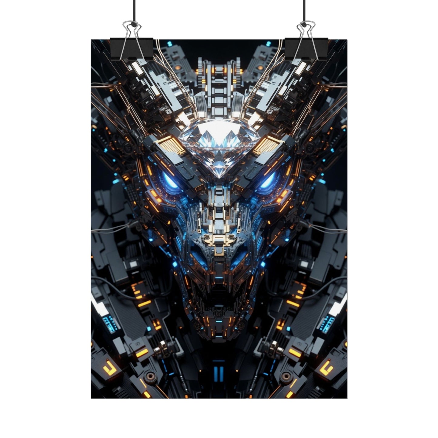 Futuristic Mech Dragon Poster – Cybernetic Robot Art Print