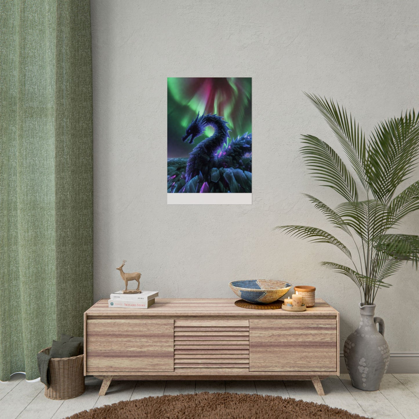 Aurora Crystal Dragon Poster — Fantasy Wall Art Print