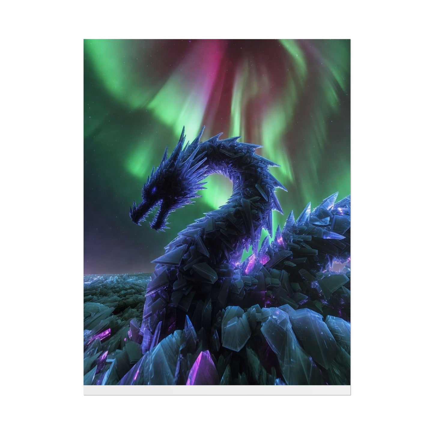 Aurora Crystal Dragon Poster — Fantasy Wall Art Print