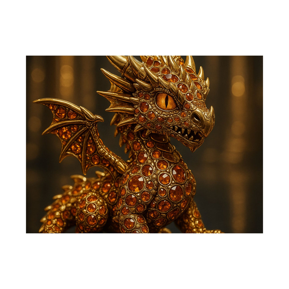A Golden Orange Dragon Art Print, Satin Poster, Dragon Wall Art, Fantasy Decor, Gift for Gamers, Dragon Lover's Decoration