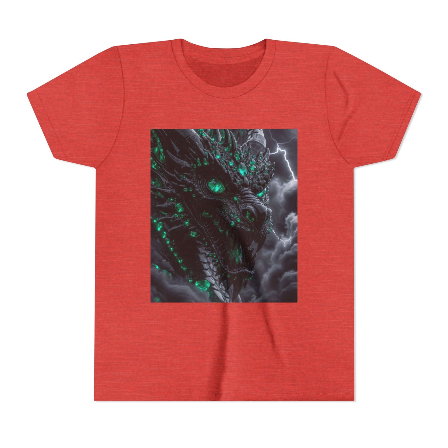 A Top selling Dragon Storm Youth Tee — Neon Green Dragon Illustration Graphic T-Shirt