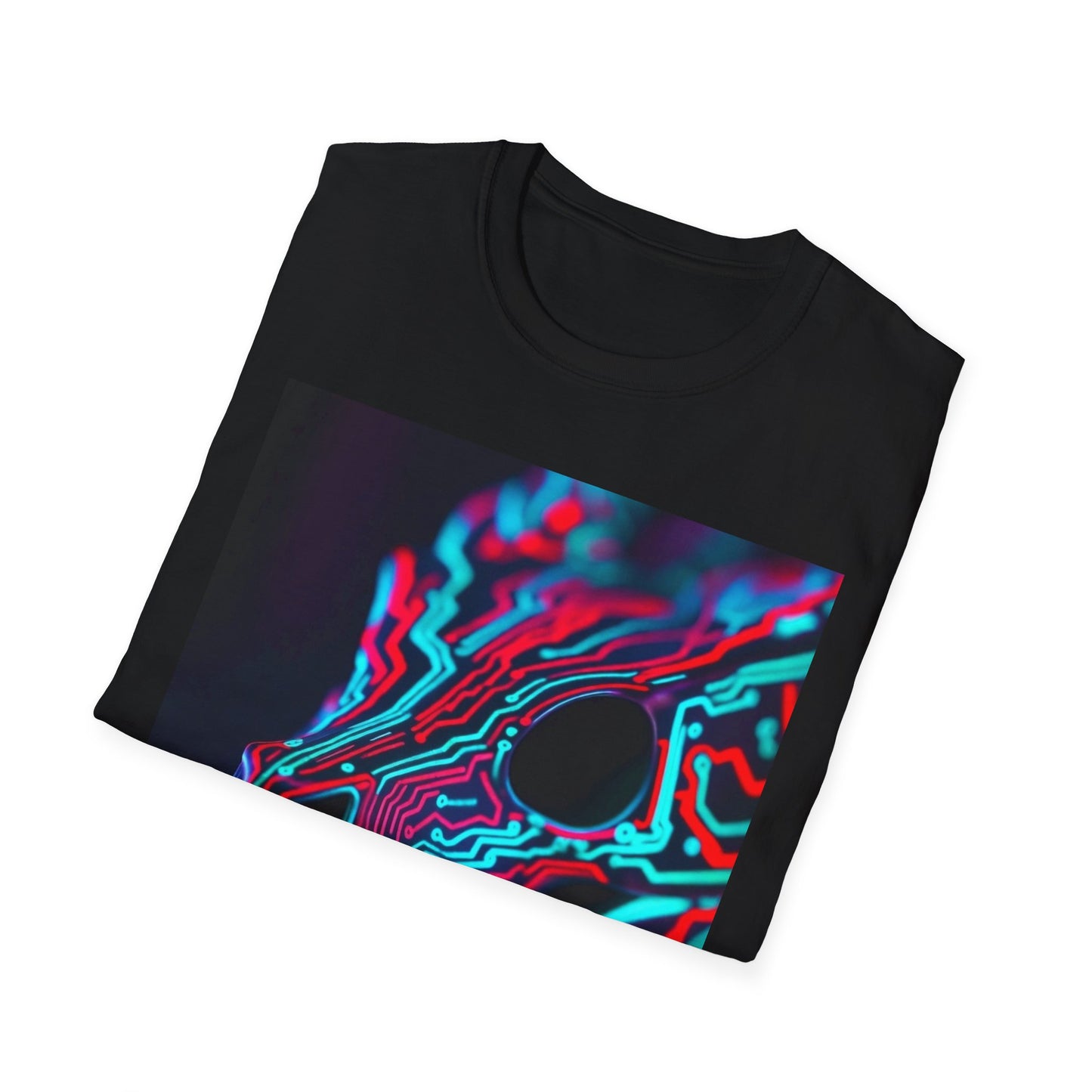 Neon Cyber Skull T-Shirt — Vaporwave Glitch Art Tee