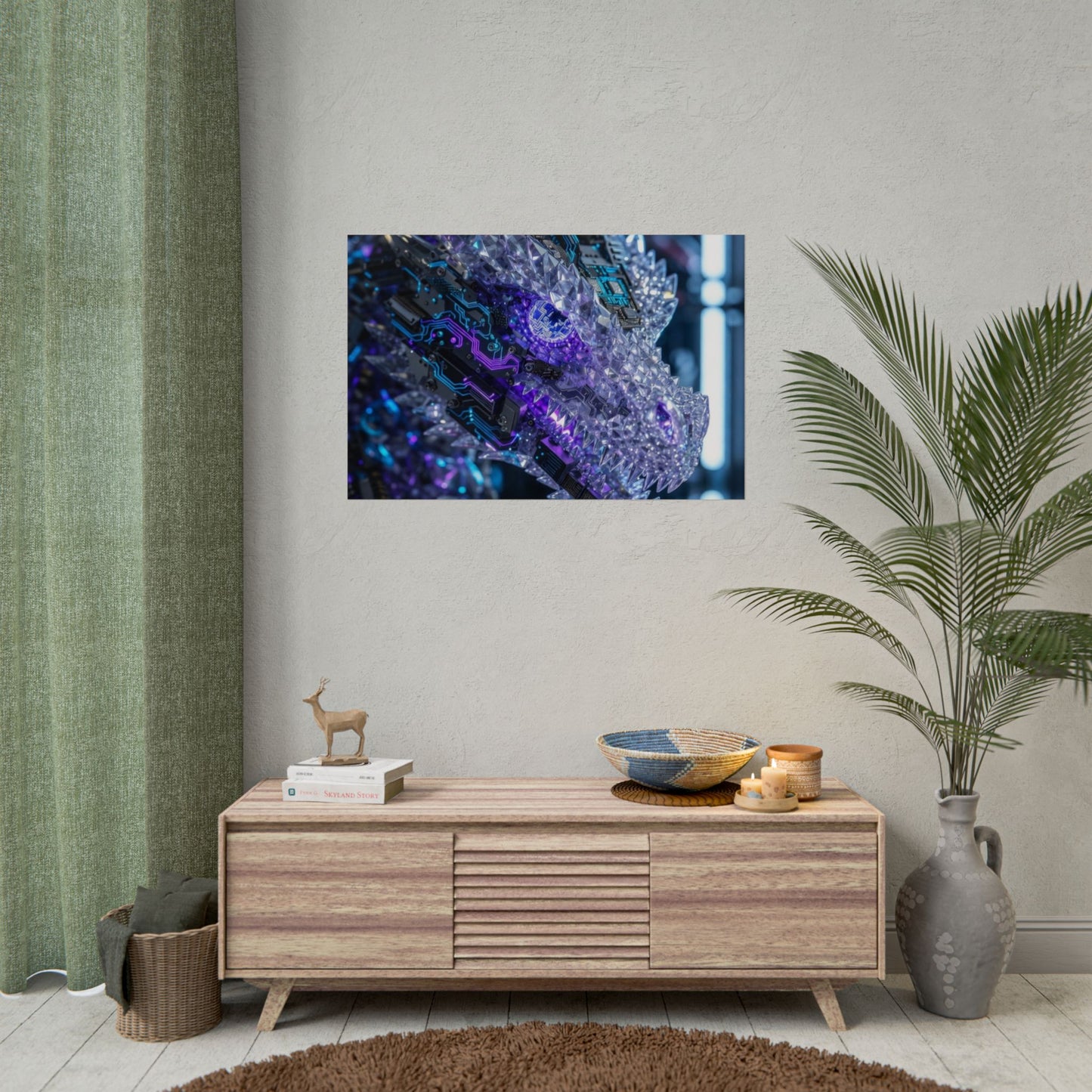 Rolled Poster — Cyber Crystal Dragon Art Print