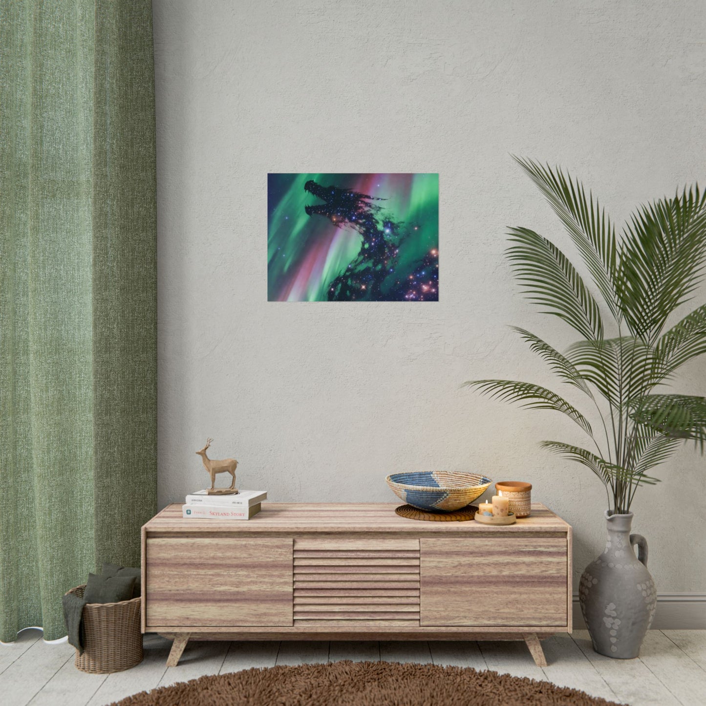 Aurora Dragon Poster — Cosmic Northern Lights Wall Art (Rolled Poster)