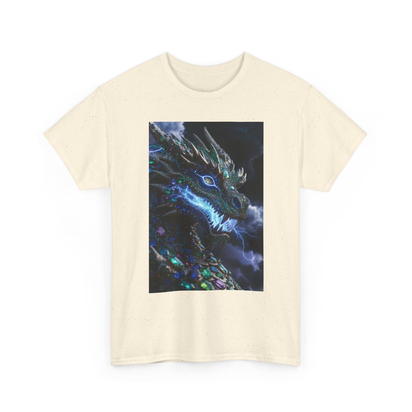 Dragon Portrait T‑Shirt — Neon Blue Fantasy Dragon Graphic Tee