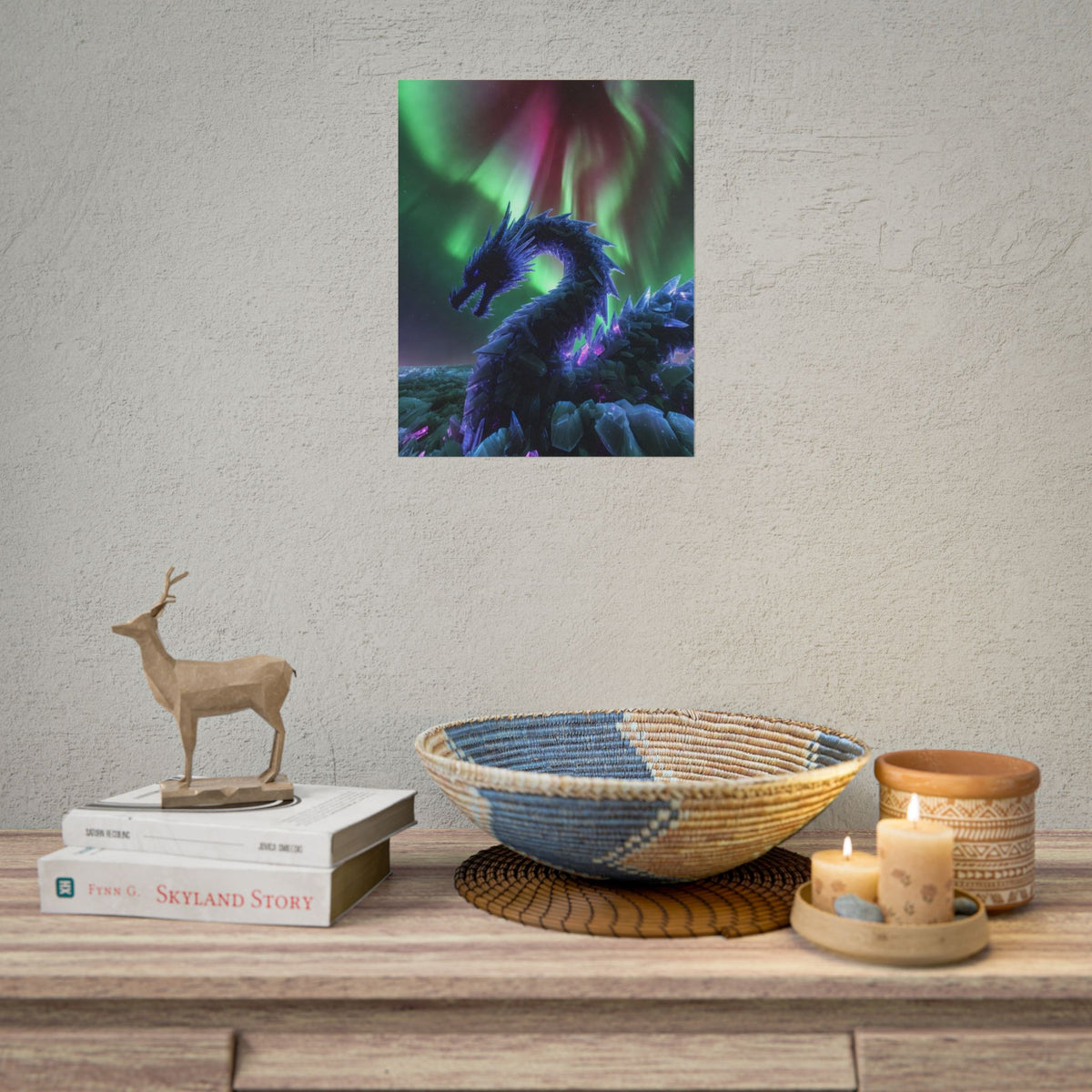Aurora Crystal Dragon Poster — Fantasy Wall Art Print