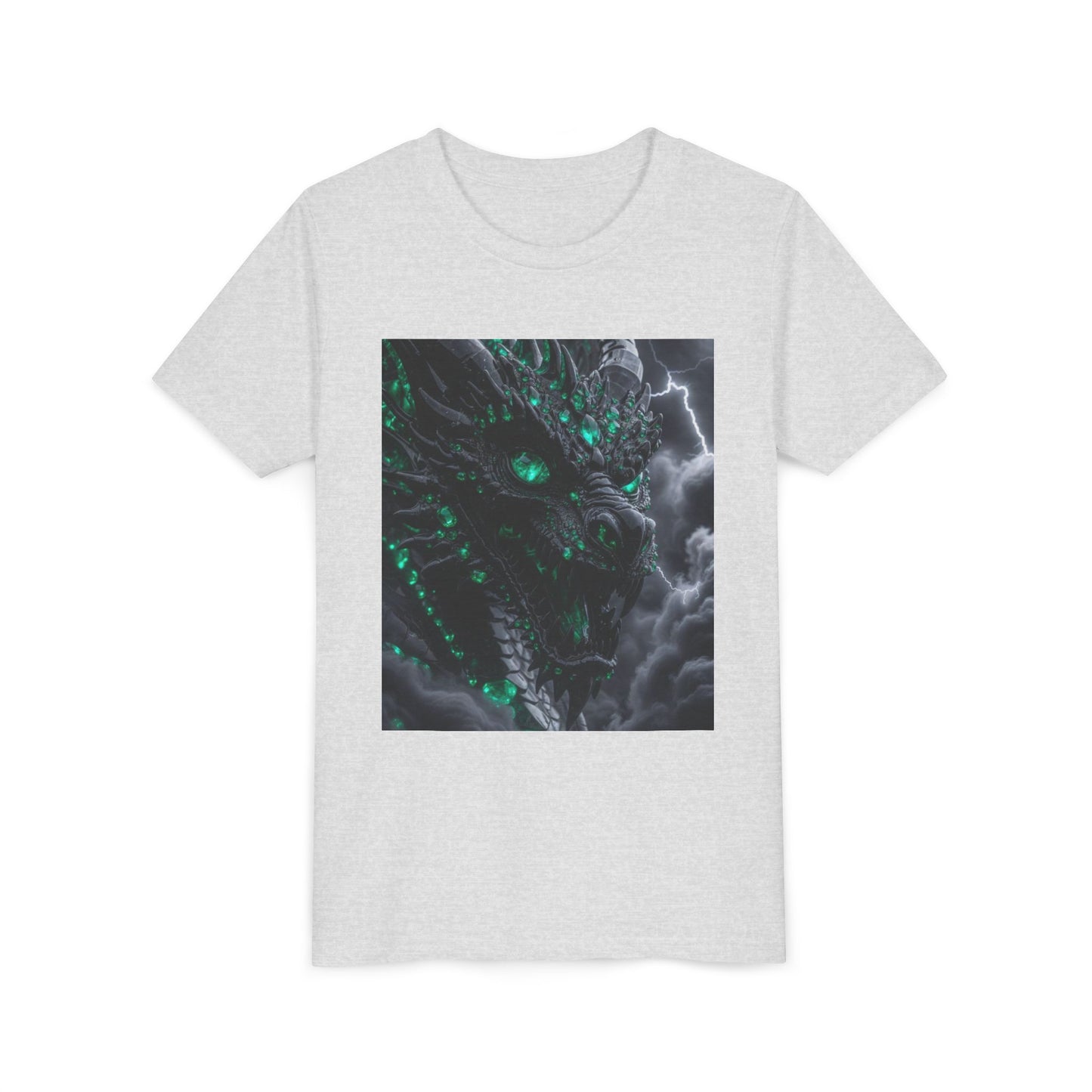 A Top selling Dragon Storm Youth Tee — Neon Green Dragon Illustration Graphic T-Shirt