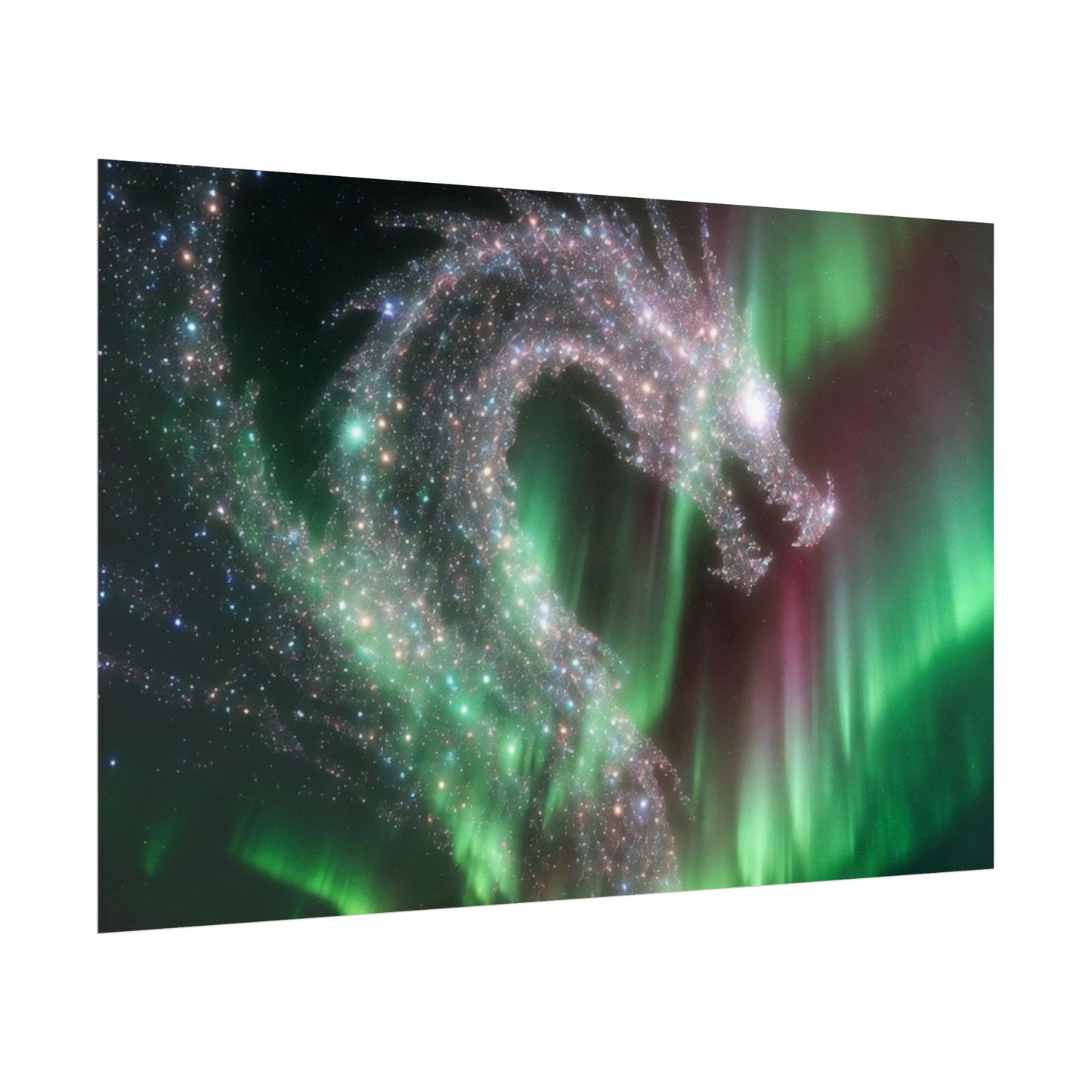 Aurora Dragon Poster — Northern Lights Fantasy Art Print
