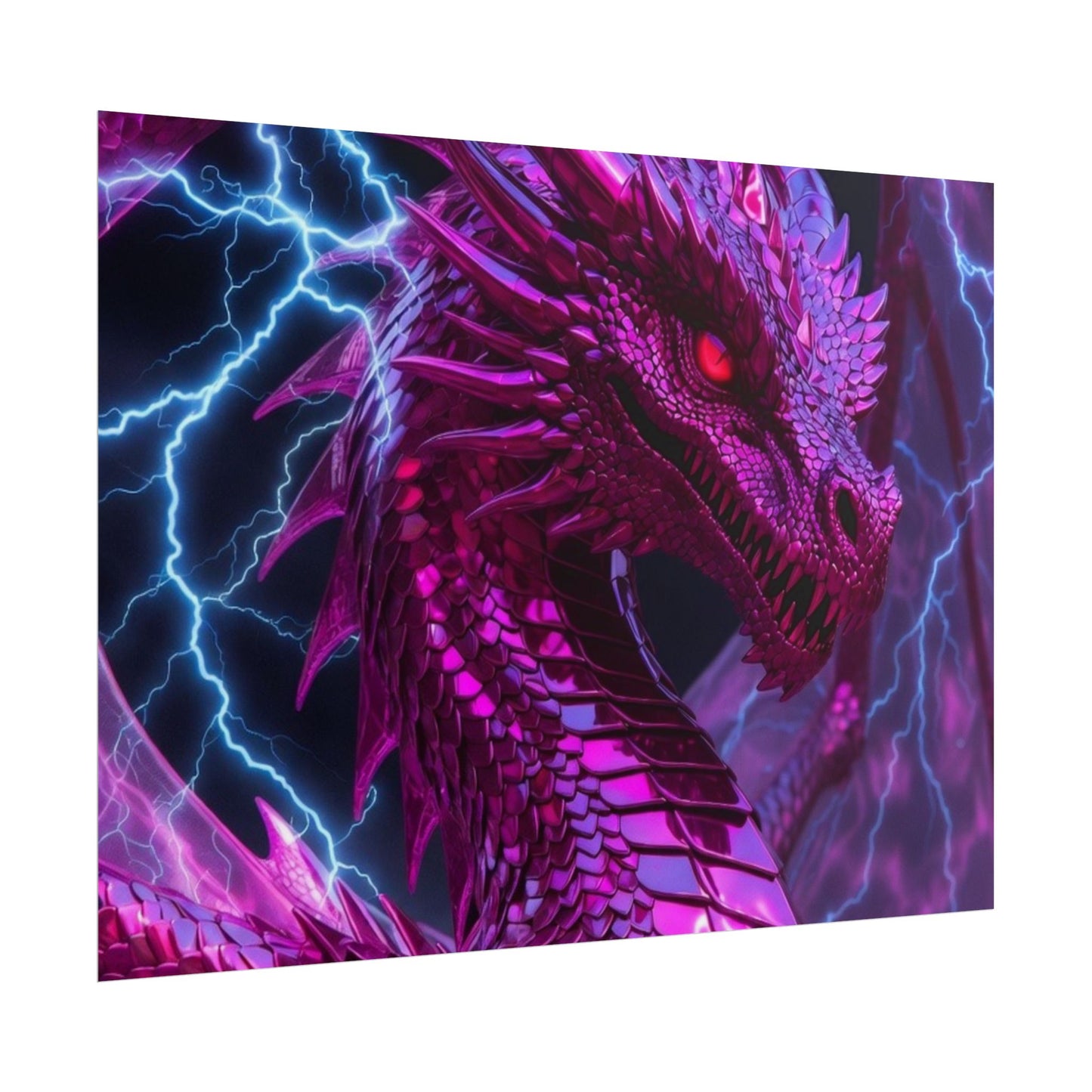 Pink Electric Dragon Poster — Fantasy Wall Art Rolled Poster